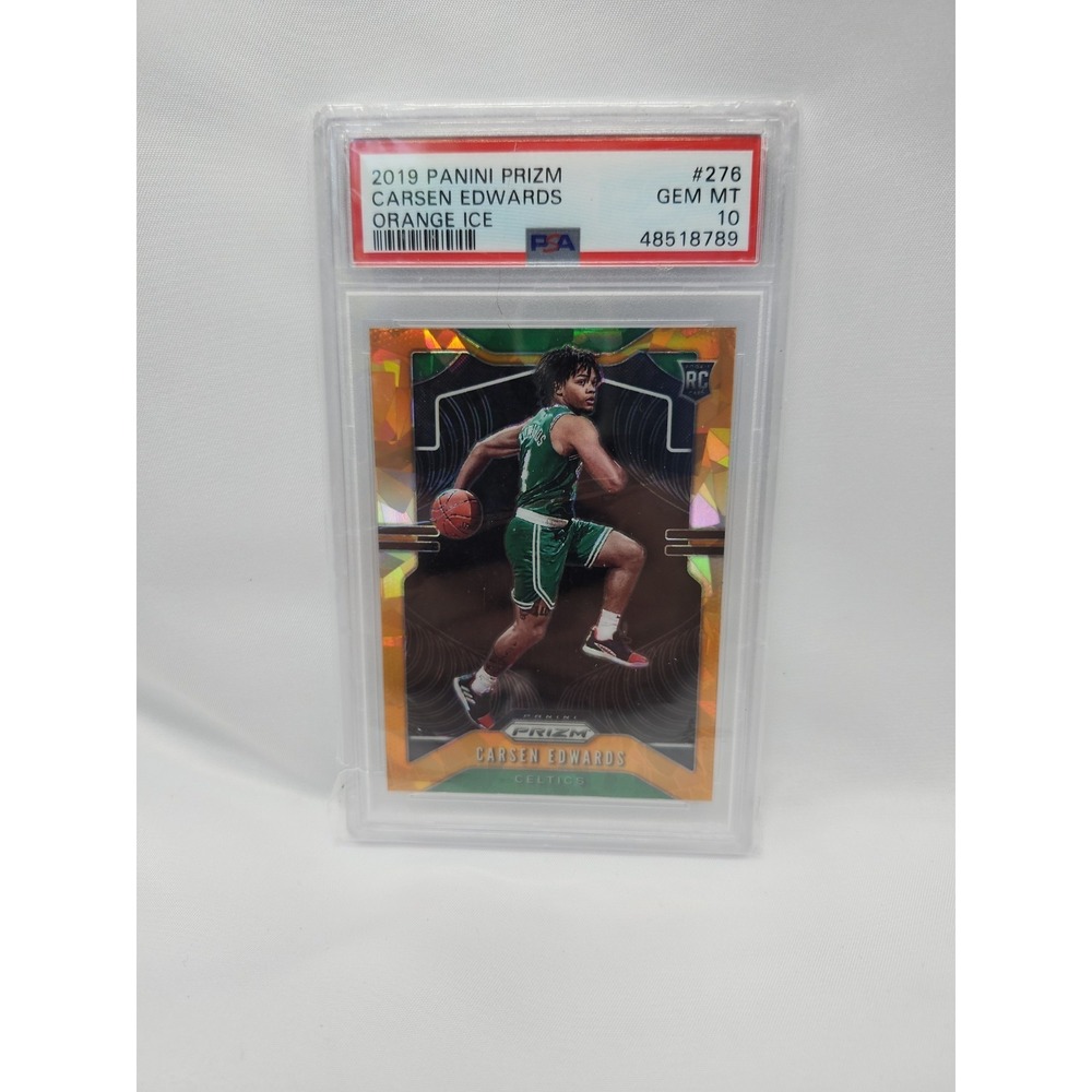 CARSEN EDWARDS 2019-20 PANINI PRIZM ORANGE ICE PRIZMS RC #276 PSA 10 GEM MINT